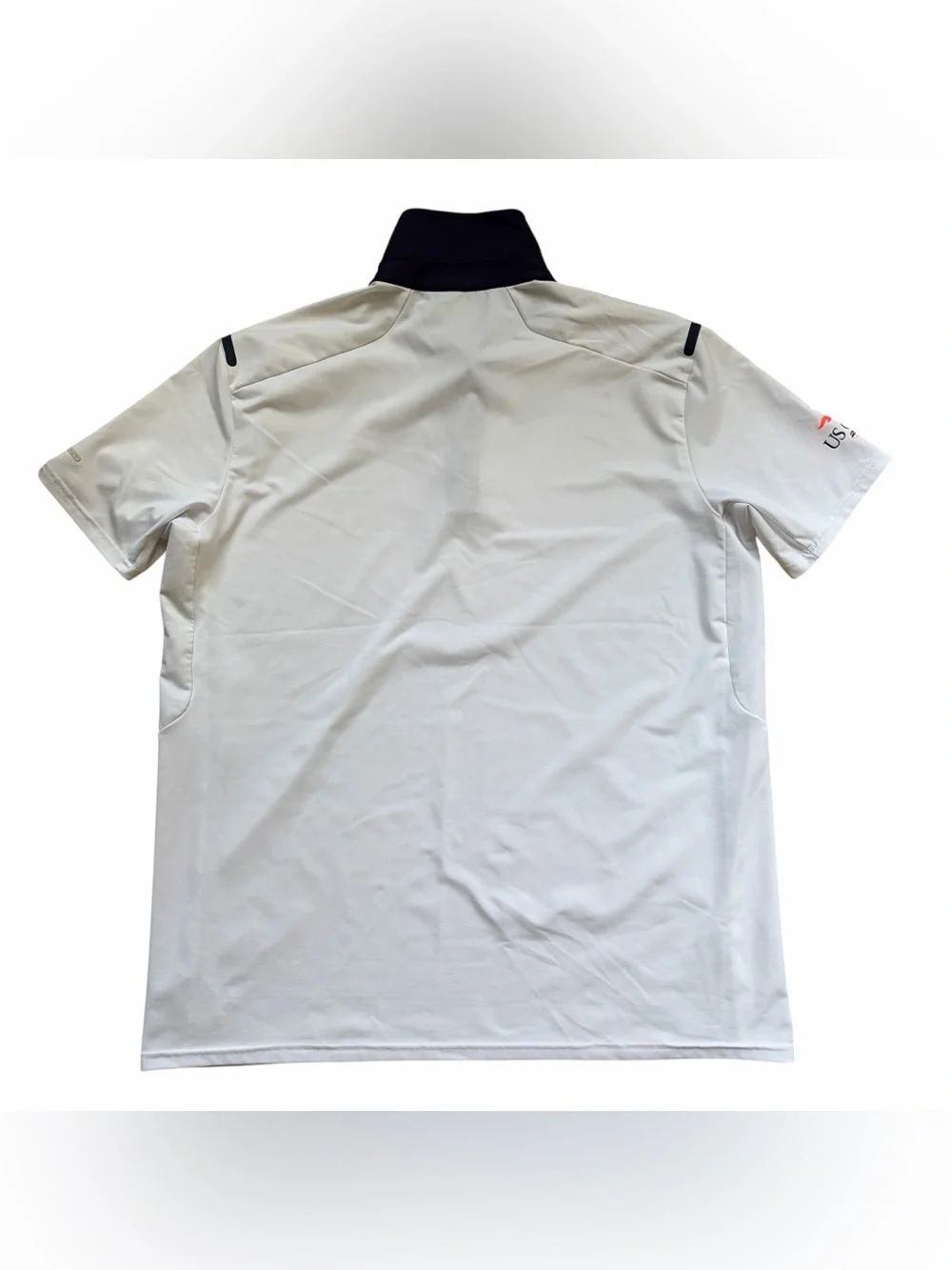 Polo Sport Shirt Mens White Navy Thermovent Short Slv US Open 2016 Size LARGE